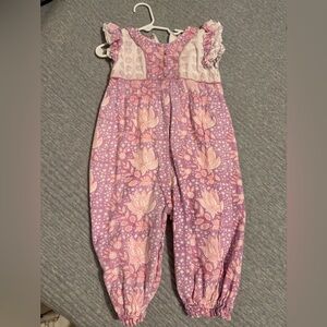 Girls Lavender Floral Romper Jumpsuit